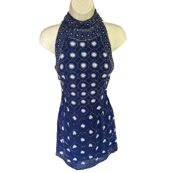 TFNC | Dresses | Royal Blue White Beaded Mock Neck Mini Dress | Poshmark TFNC | Dresses | Royal Blue White Beaded Mock Neck Mini Dress | Poshmark